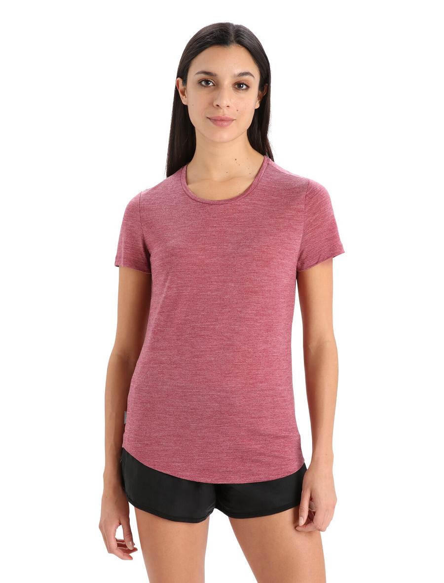 Women\'s Icebreaker Merino Sphere II Short Sleeve T Shirts Cherry Heather | CA 1380FDNM